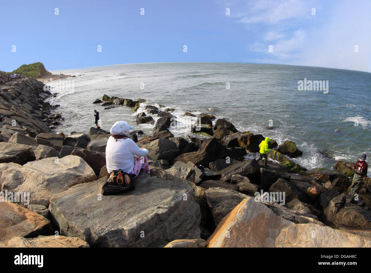 Pesca al largo di Montauk Point Long Island New York Foto Stock