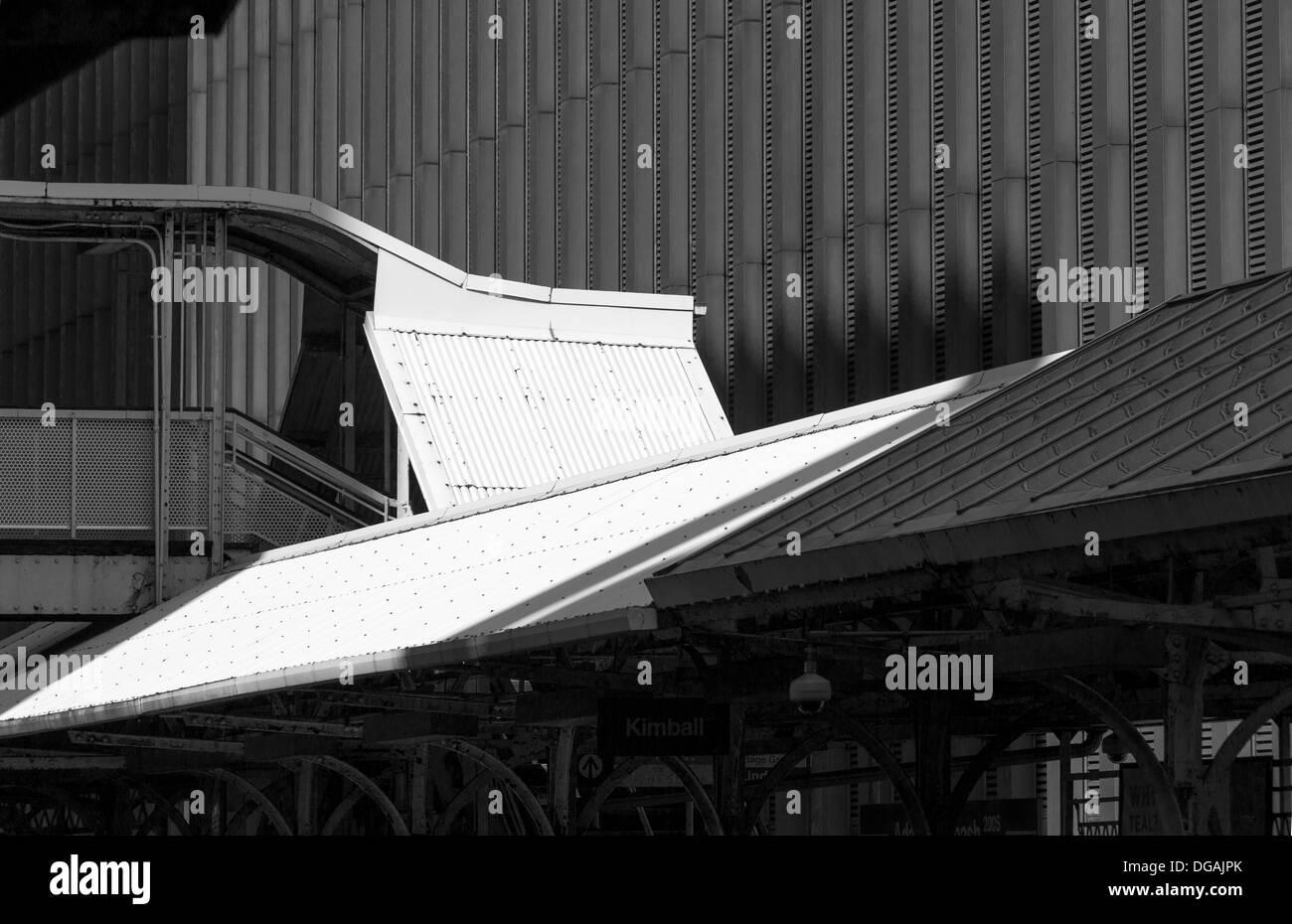 Close up particolare del tetto di Adams?Wabash CTA rail station, Chicago, USA Foto Stock