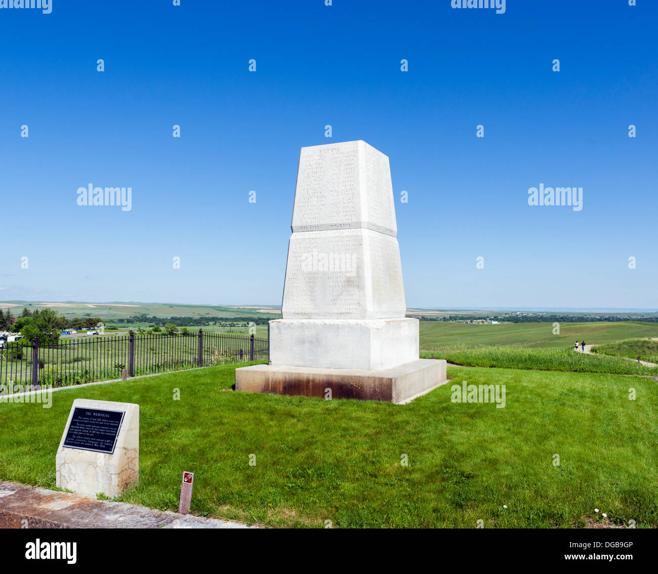 US Army Settimo memoriale di cavalleria su Last Stand Hill, Little Bighorn Battlefield National Monument, vicino Crow agenzia, Montana, USA Foto Stock