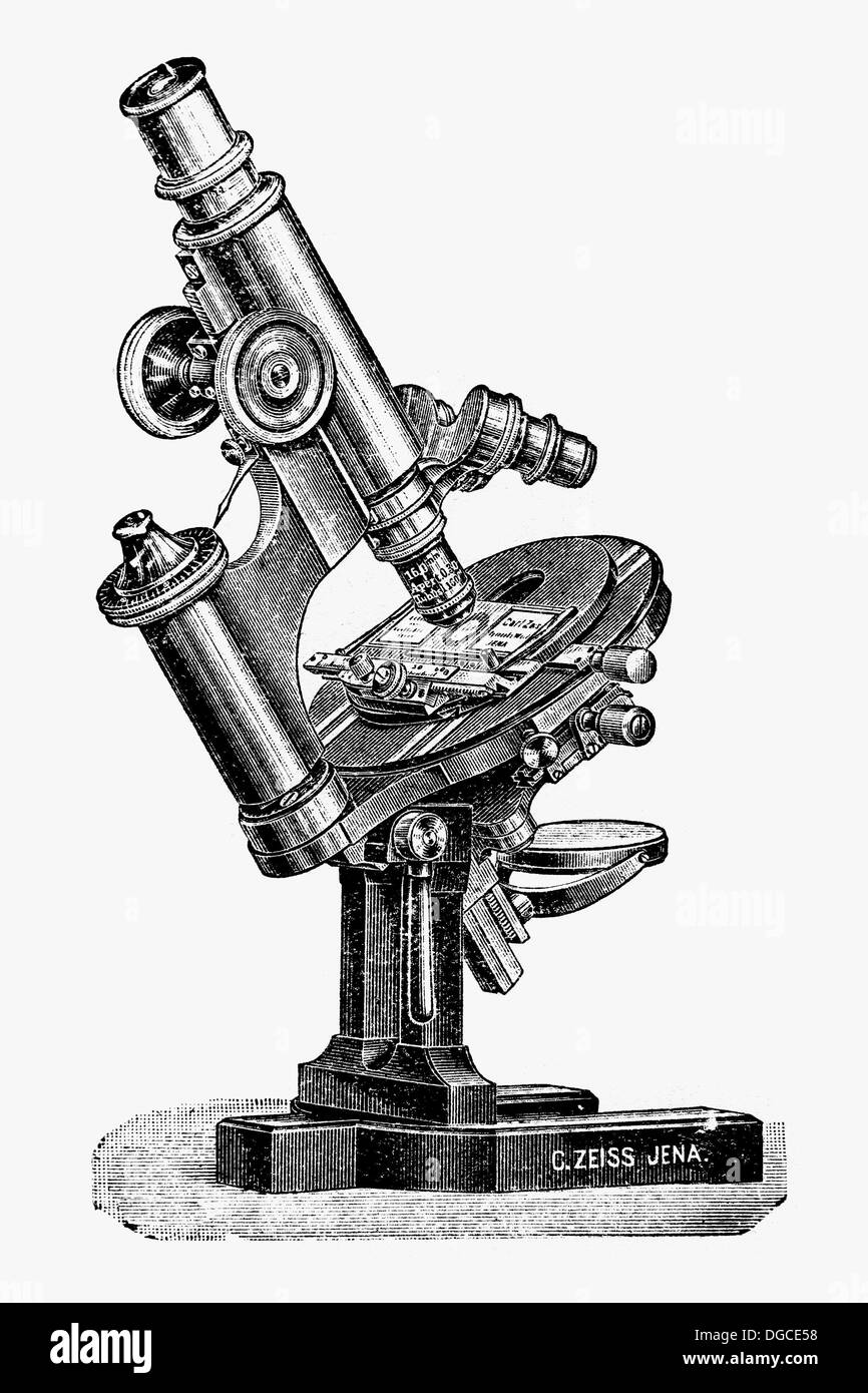 Microscopio, antico disegno. 1920 Foto stock - Alamy