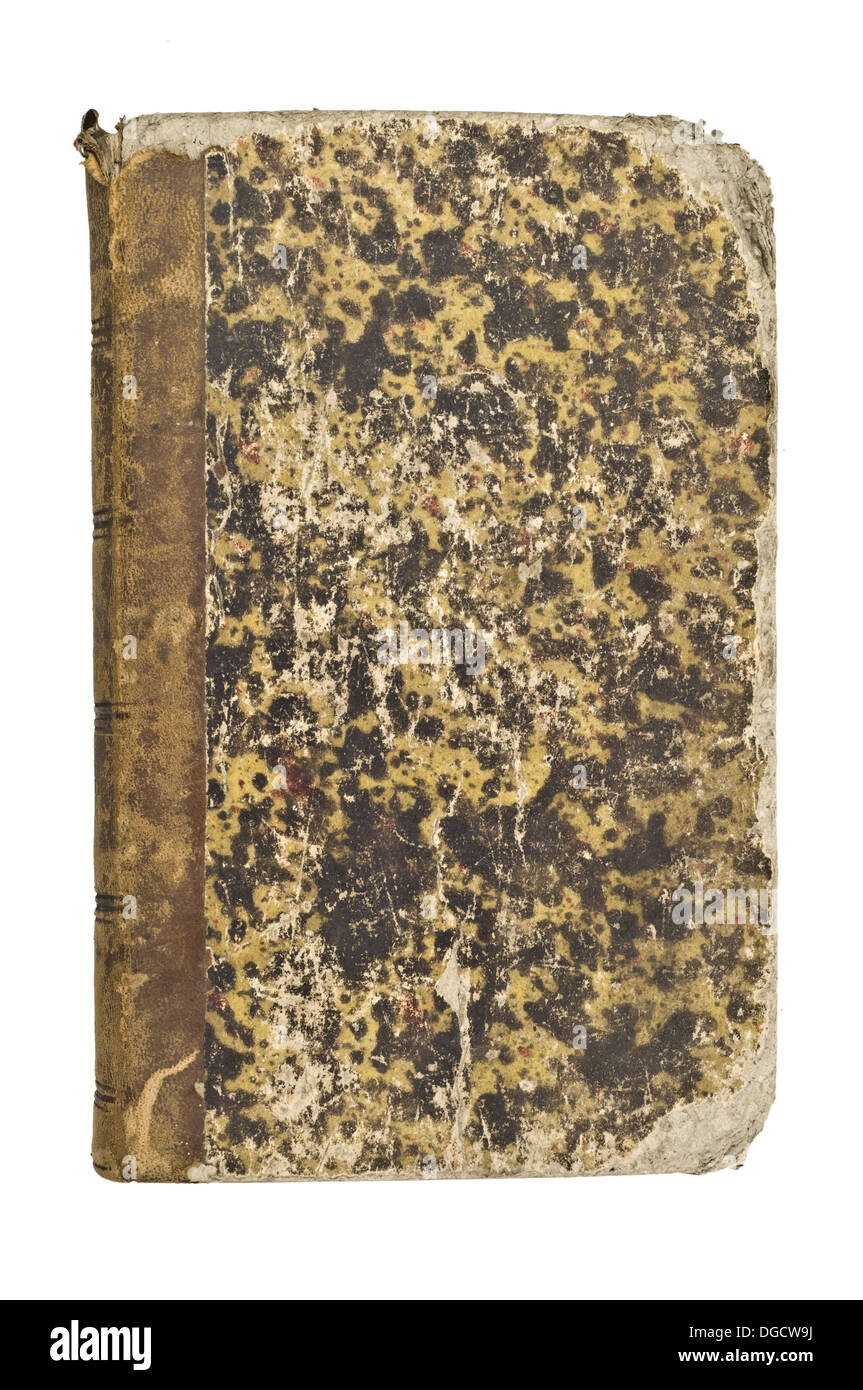 Vecchio libro texture di copertura pura su sfondo bianco Foto Stock