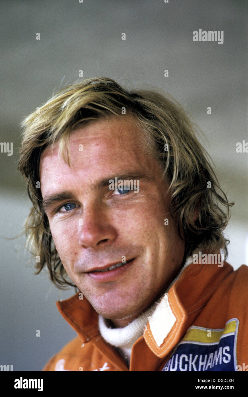 James Hunt, British racing driver che ha vinto il Campionato del Mondo di Formula 1 nel 1976. Fotografato negli anni settanta. Foto Stock