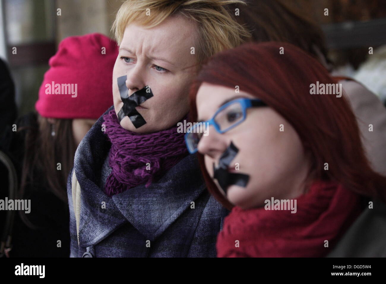 Gdansk, Polonia 18th, ottobre 2013 Il No-Silence marzo a Danzica contro la tratta di esseri umani come una parte di unione anti-traffico di giorno. Credito: Michal Fludra/Alamy Live News Foto Stock