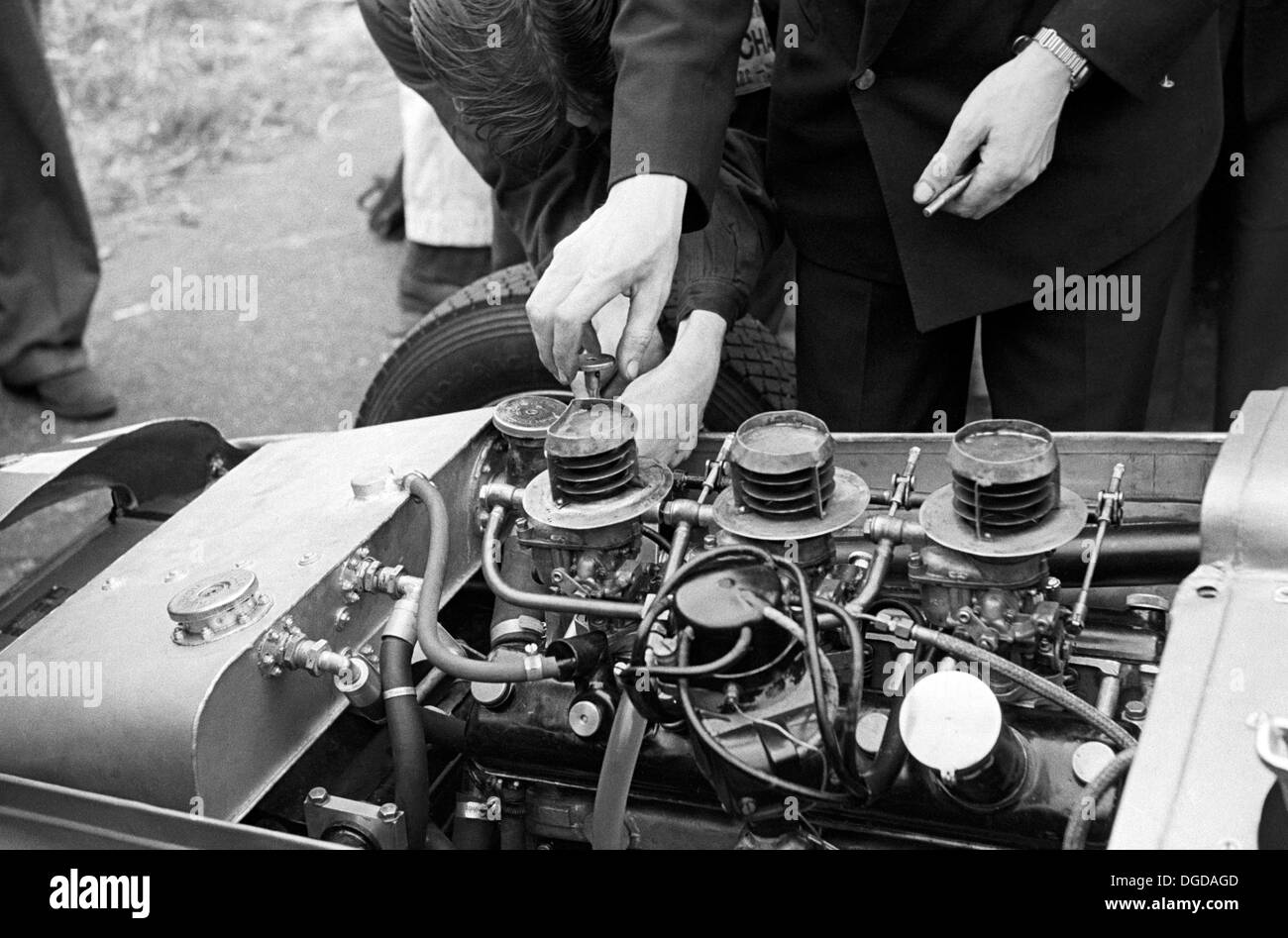 Moss è Bristol a 6 cilindri 2 litri a motore in un tipo G ERA. Gran Premio di Gran Bretagna a Silverstone, Inghilterra 1952. Foto Stock
