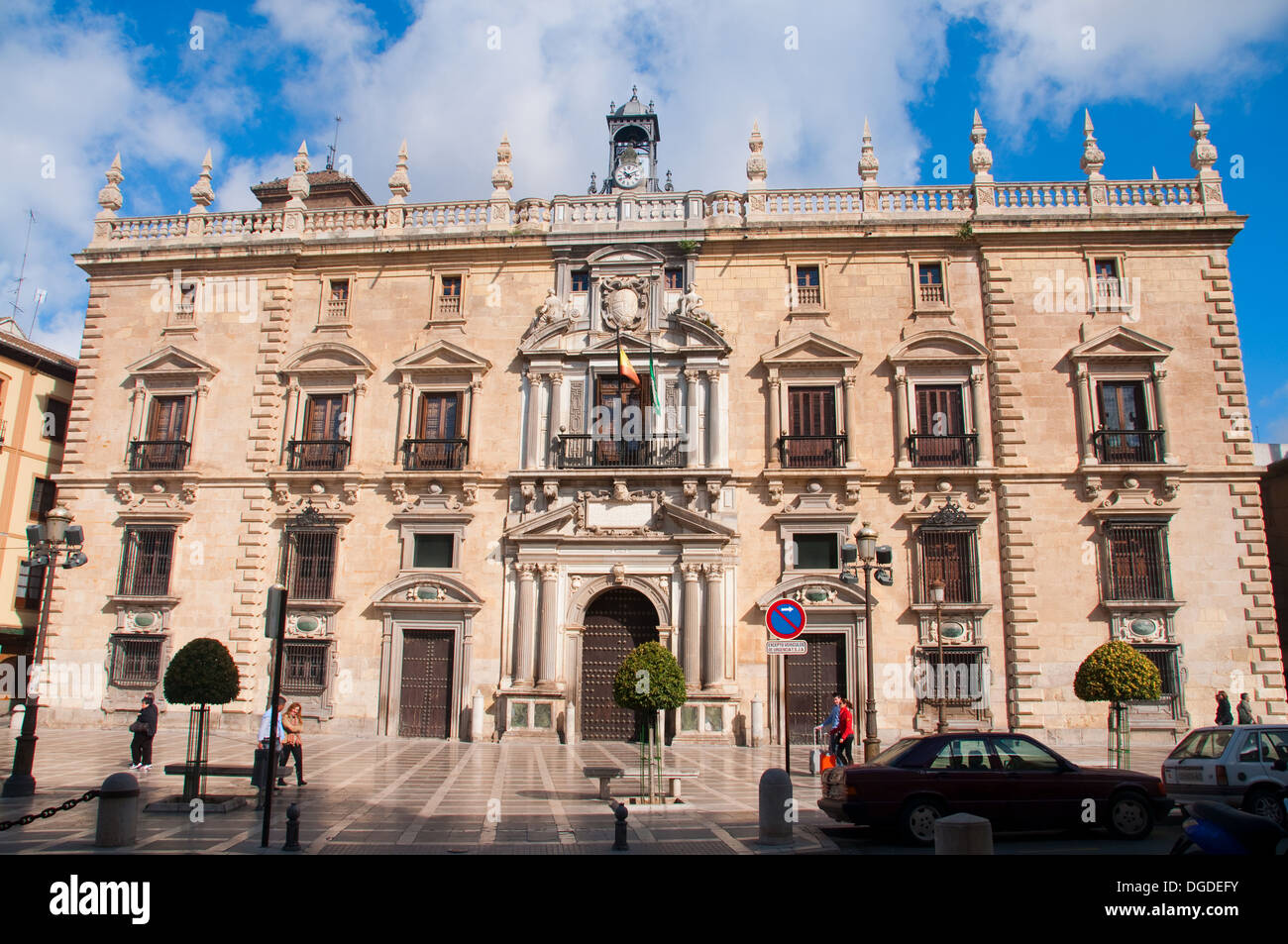 La facciata principale del palazzo Chancilleria in Granada. Spagna Foto Stock