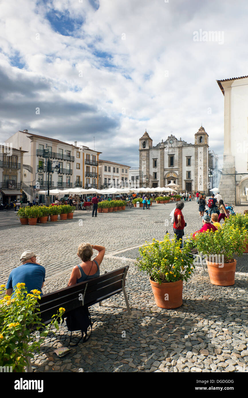 Praca do Giraldo, Evora, Alentejo, Portogallo, Europa Foto Stock