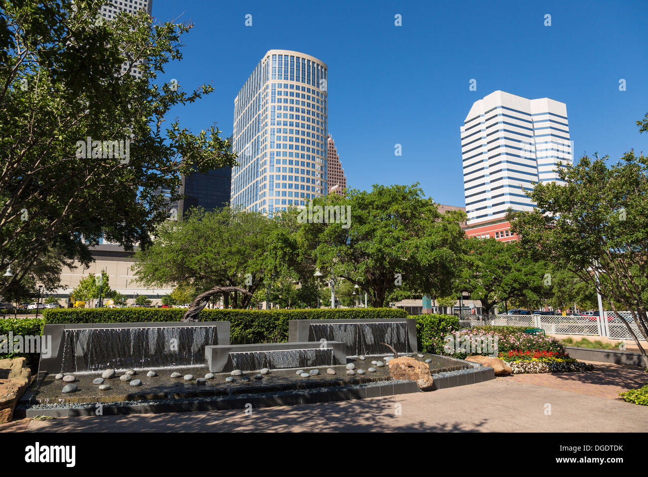 Fontane a Lauren il giardino di piazza Mercato Houston Texas USA Foto Stock