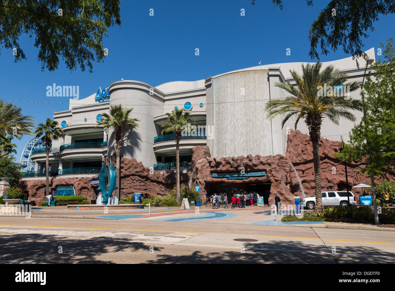 Facciata di Houston Downtown Aquarium Foto Stock