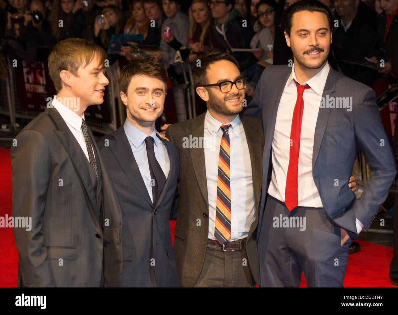 Cast e direttore di uccidere i vostri beniamini frequentando premiere-(L a R) Dane DeHaan Daniel Radcliffe,John Krokidas(dir), Jack Huston Foto Stock