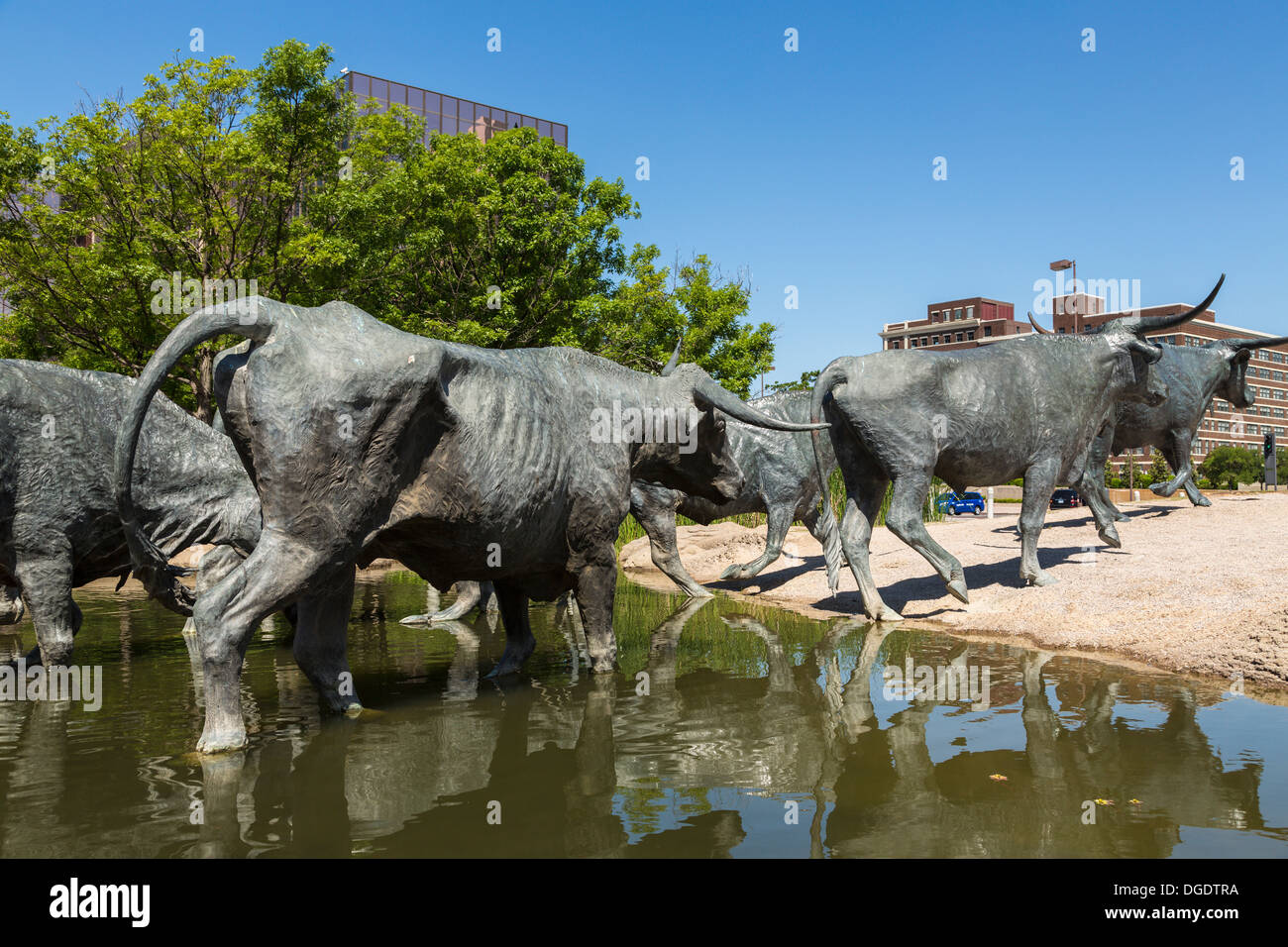 Sculture in bronzo Cattle Drive Pioneer Plaza Dallas Texas USA Foto Stock