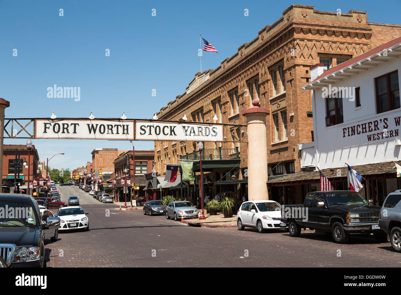 Fort Worth Stock Yards segno Texas USA Foto Stock