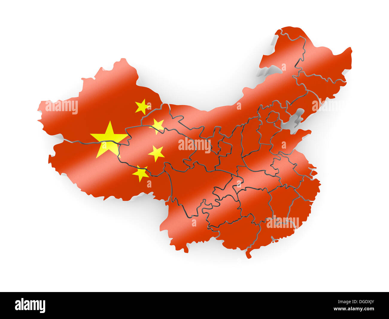 Mappa della Cina in bandiera cinese di colori. 3d Foto Stock