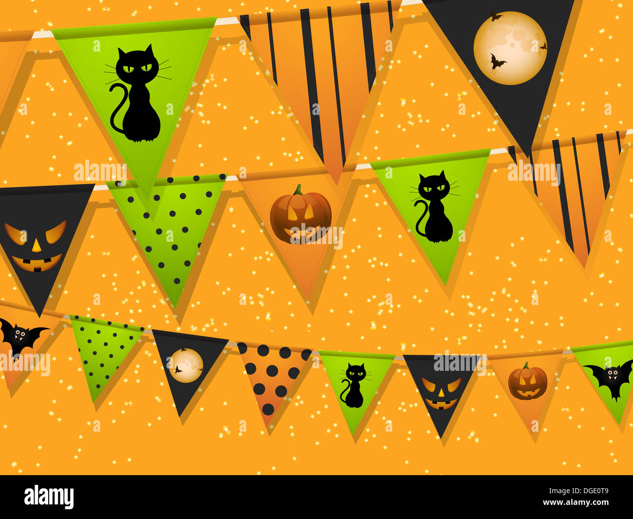 Halloween bunting su uno sfondo arancione Foto Stock
