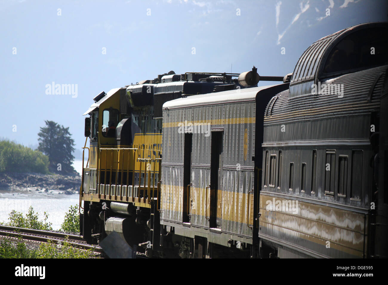 Alaska treno en route a Whittier da Anchorage Foto Stock