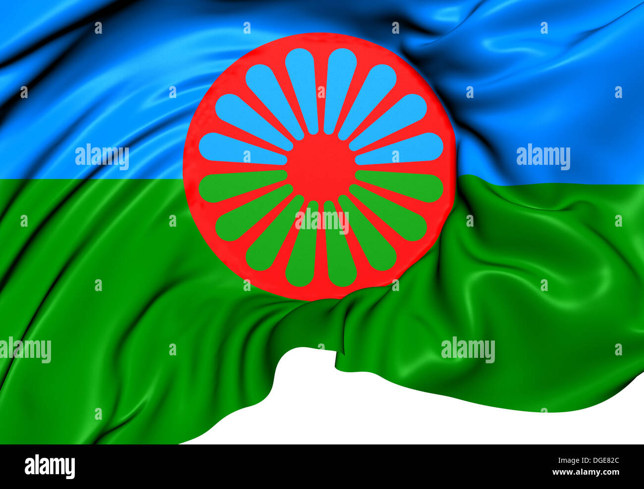 Romani persone bandiera. Close up. Foto Stock