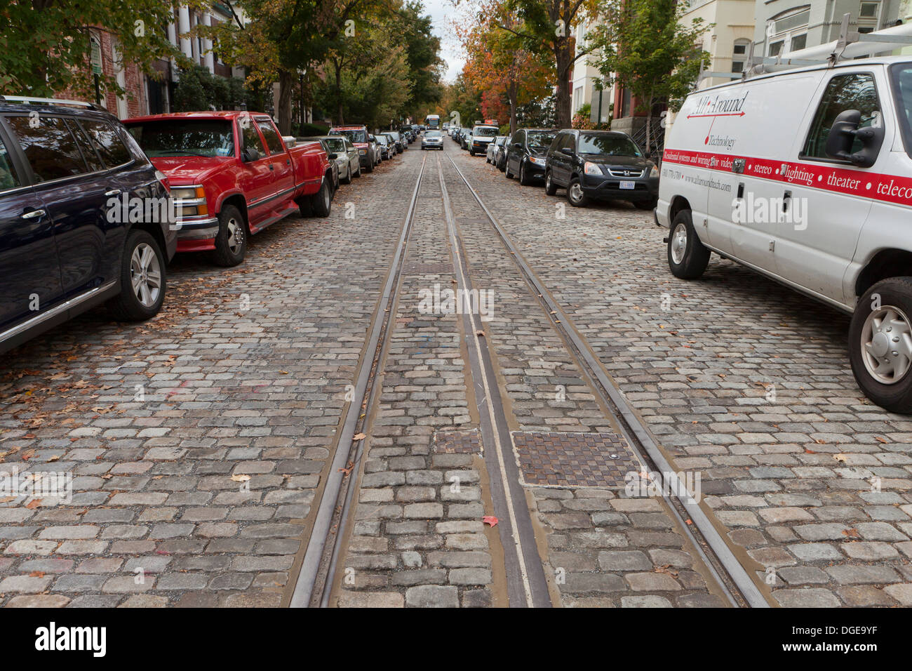 Ritiratosi a Washington e Georgetown i binari della ferrovia - Georgetown, Washington DC, Stati Uniti d'America Foto Stock