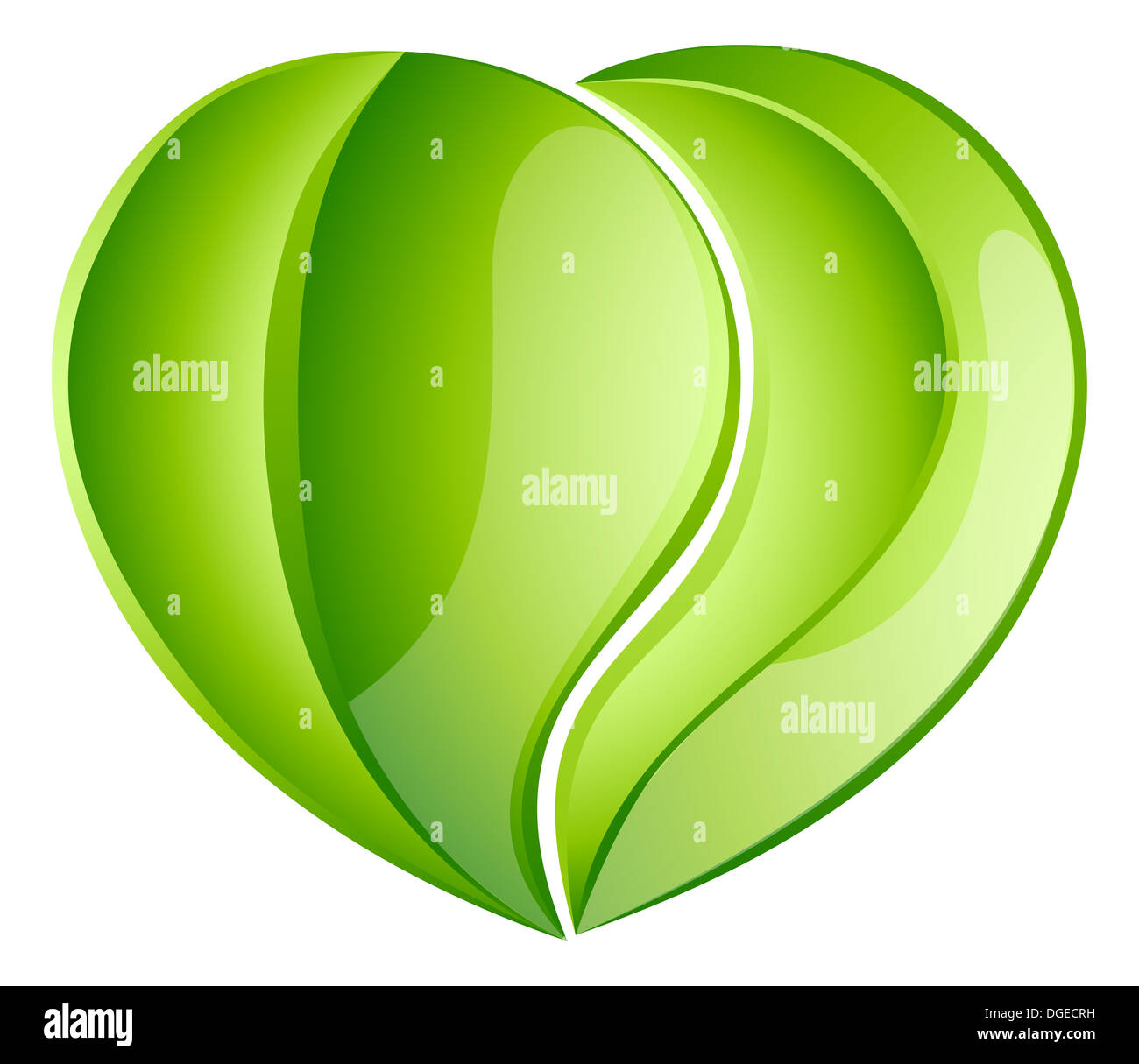 Ambientali amore carità foglia verde cuore. Lascia crescere in forma di cuore, problema di conservazione, la carità o la giornata della terra Foto Stock