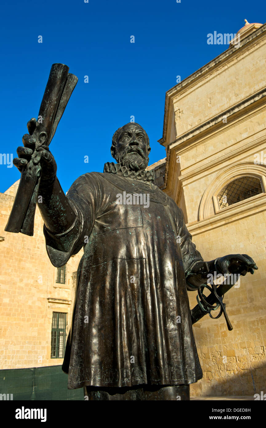 Monumento a Jean de la Valette, fondatore di La Valletta, Jean de la Valette square, La Valletta, la capitale europea della cultura 2018, Malta Foto Stock