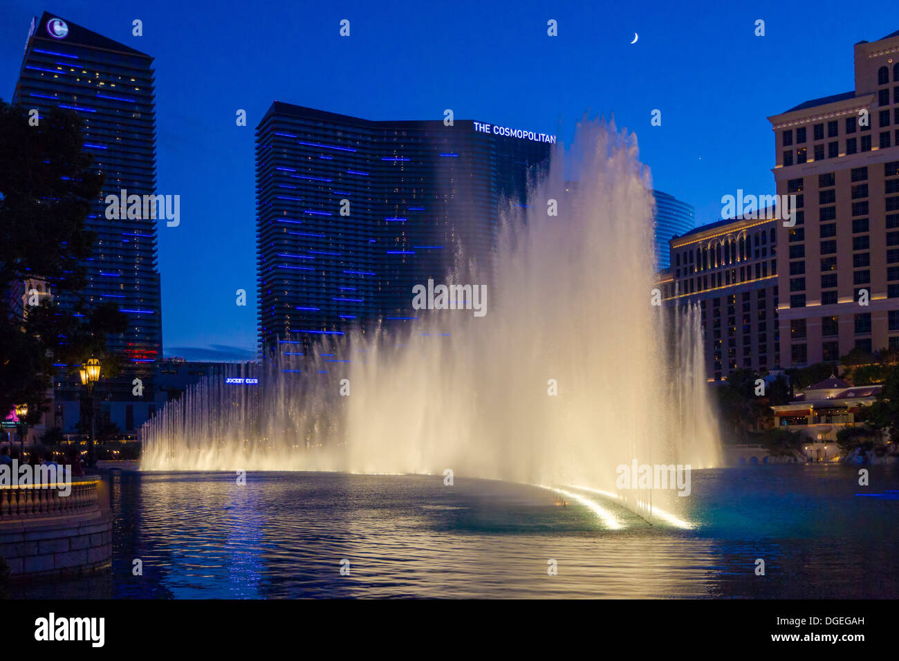 Display fontana di fronte al Bellagio Hotel Las Vegas, U.S.A. Foto Stock