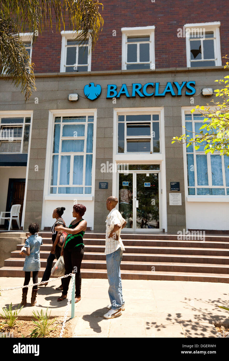 Banca Africa; Barclays Bank, Livingstone il ramo esterno, Livingstone, Zambia, Africa Foto Stock