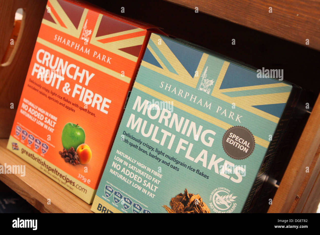 Sharpham Park cereali fatta con grano farro coltivato in Somerset, Inghilterra, Regno Unito è un frumento prodotto gratuito Foto Stock