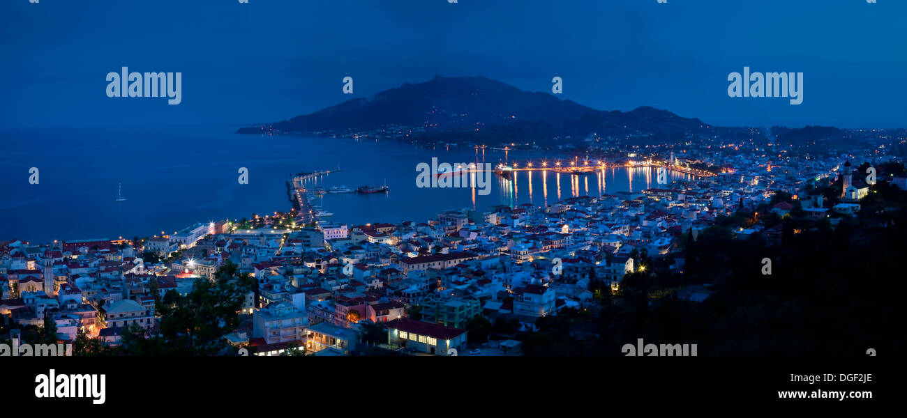 Panorama della città di Zacinto da Bocholi, Zacinto (Zante), Grecia Foto Stock