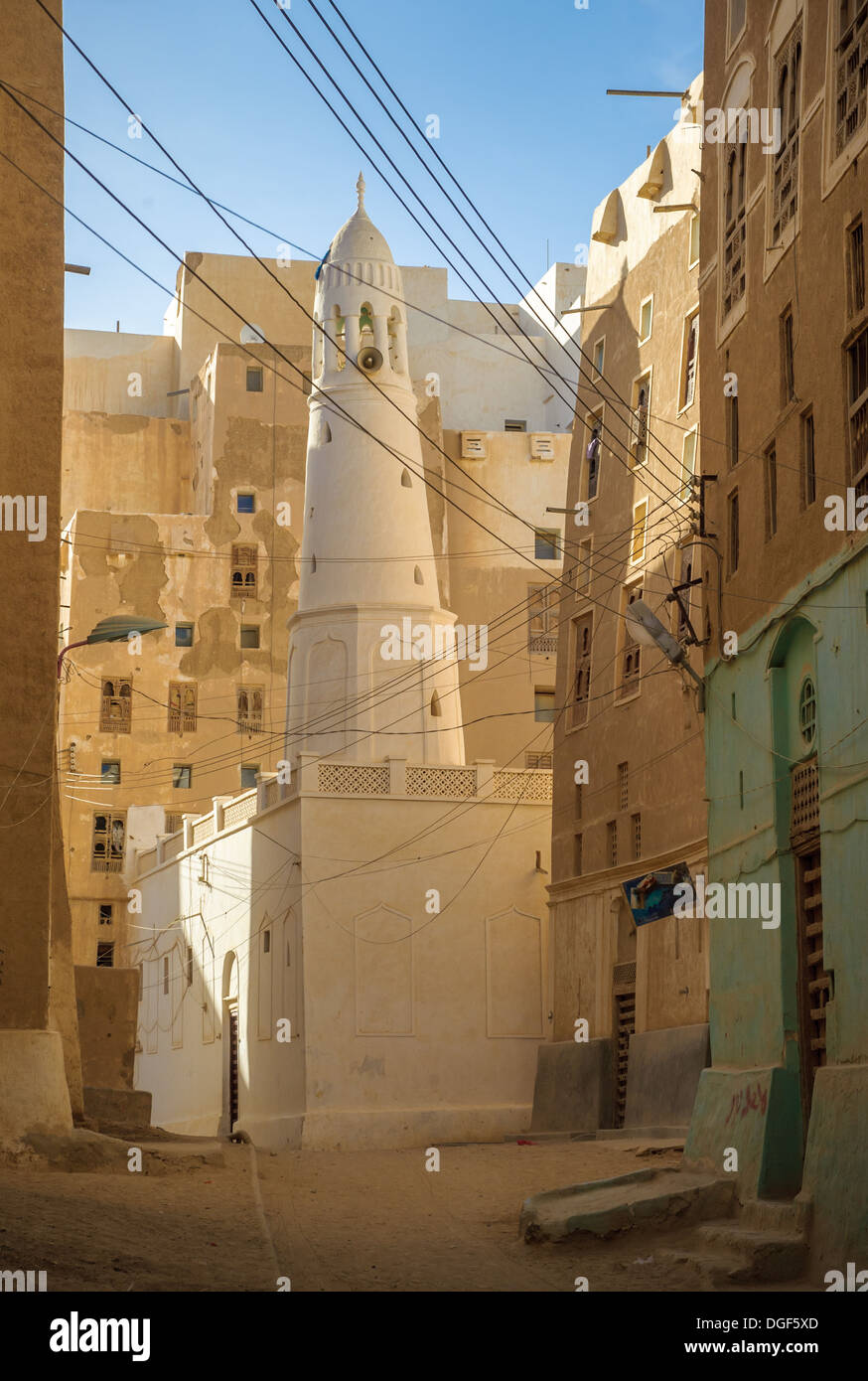 Strade di Shibam, Hadhramaut provincia, Yemen Foto Stock