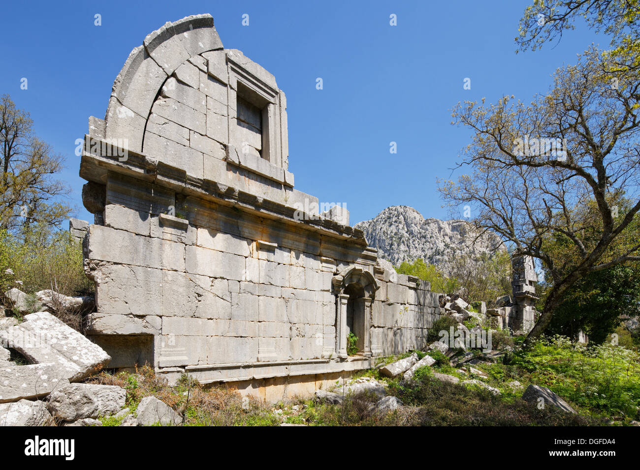 Palestra, antica città di Termessos, sui monti Taurus, Termessos, Provincia di Antalya, Turchia Foto Stock