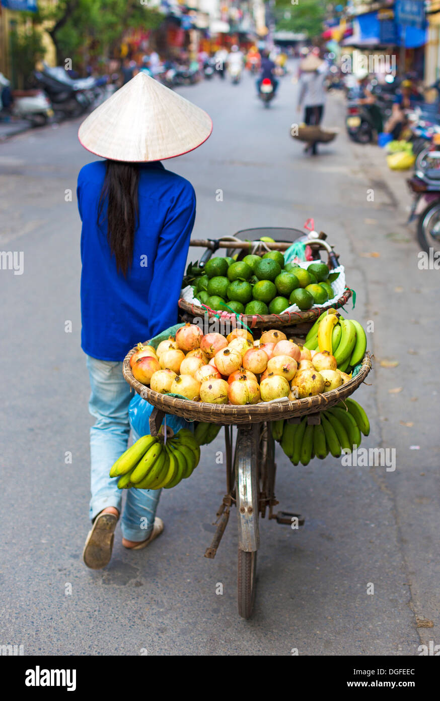 Tipico venditore ambulante di Hanoi, Vietnam Foto Stock