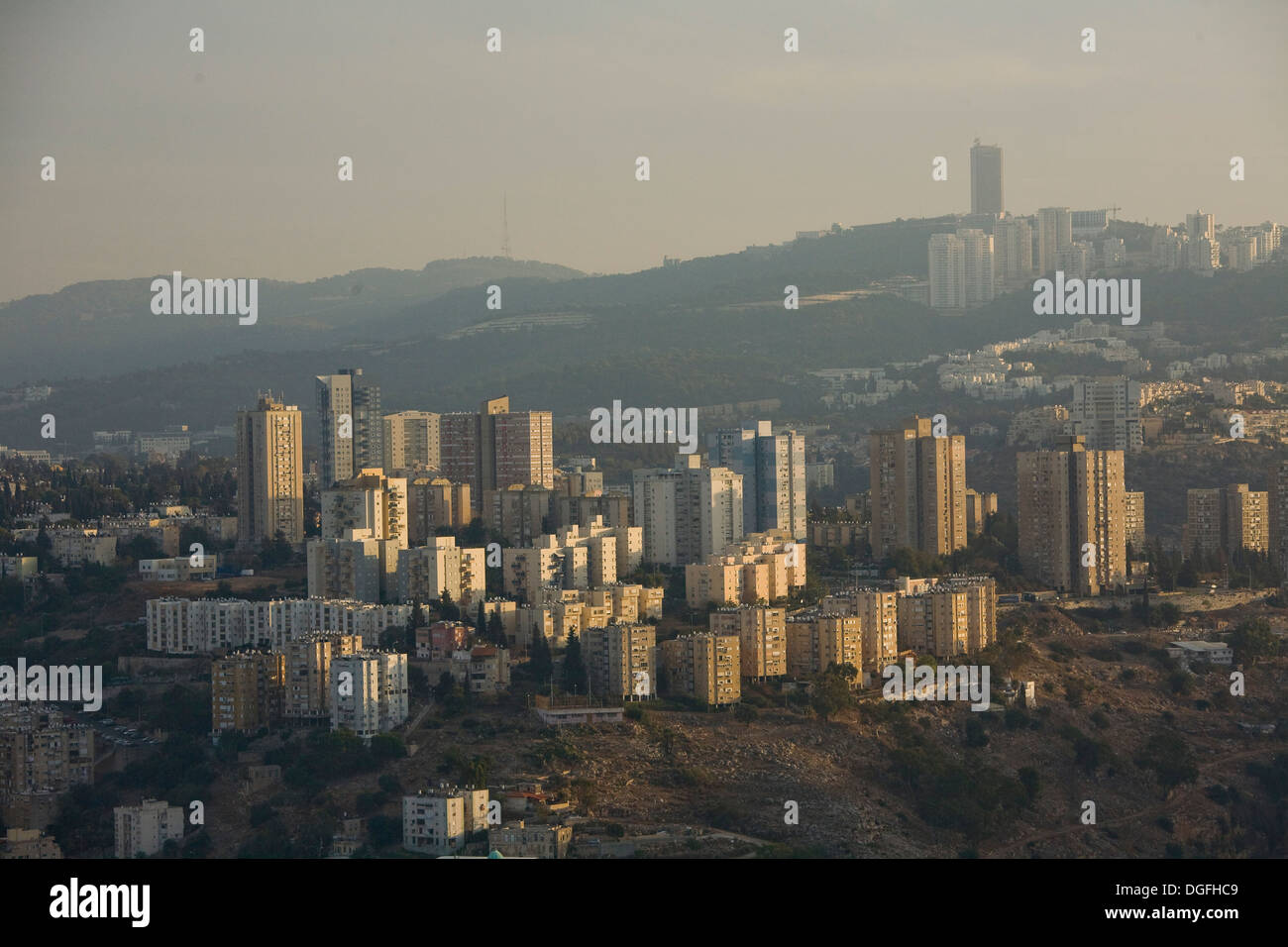 Una foto aerea di Haifa cityscape Foto Stock