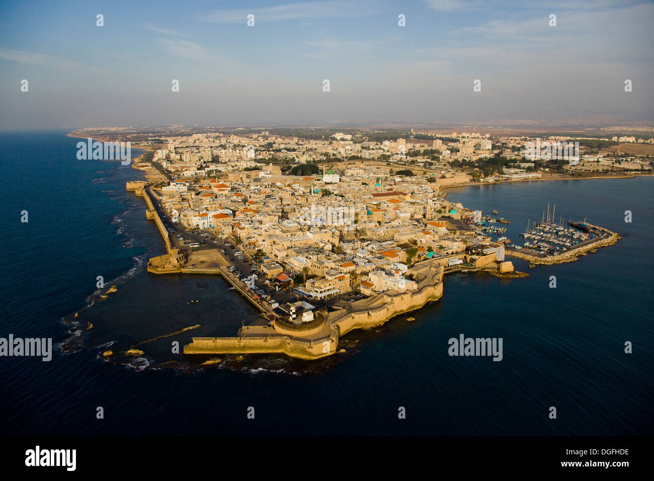 Una foto aerea della città vecchia di Acri Foto Stock