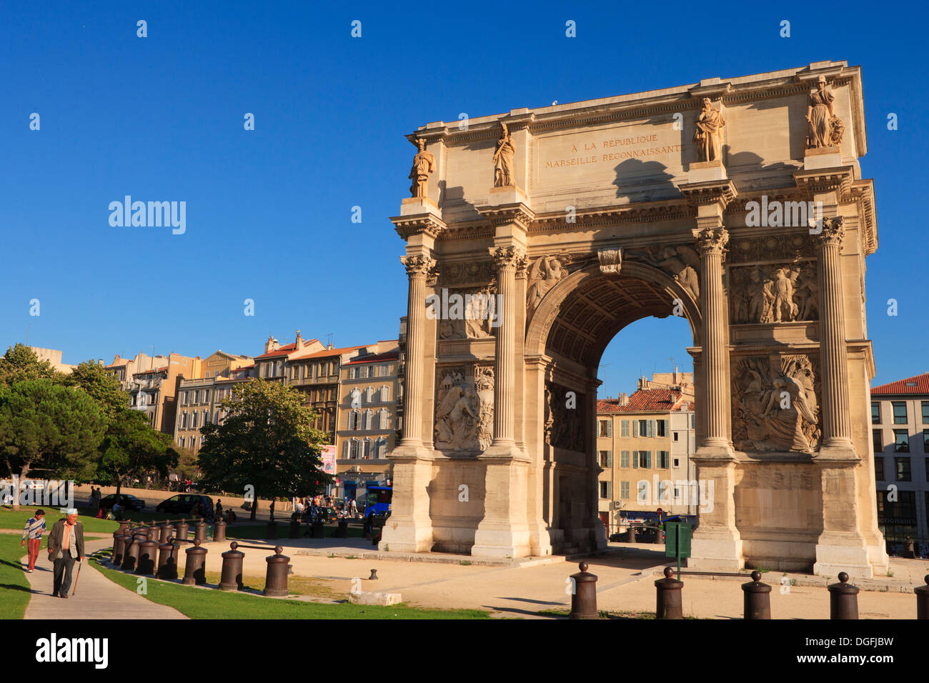 Marsiglia - Arco di Trionfo Jules Guesde square Porte d'Aix Foto Stock