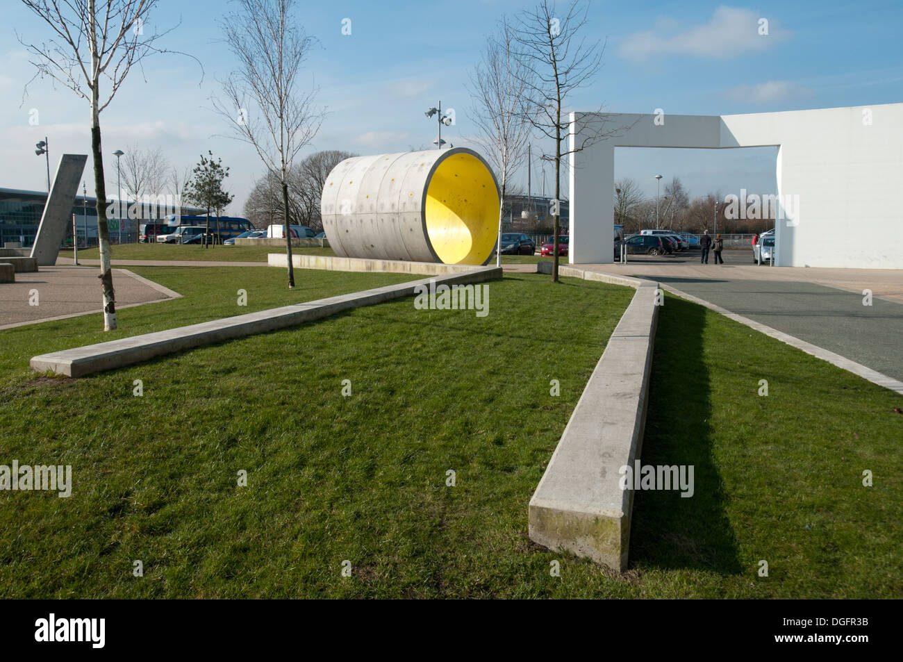 Tubo di calcestruzzo per mountain bike a livello nazionale centro ciclistico a Sportcity, Eastlands, Clayton, Manchester, Inghilterra, Regno Unito Foto Stock