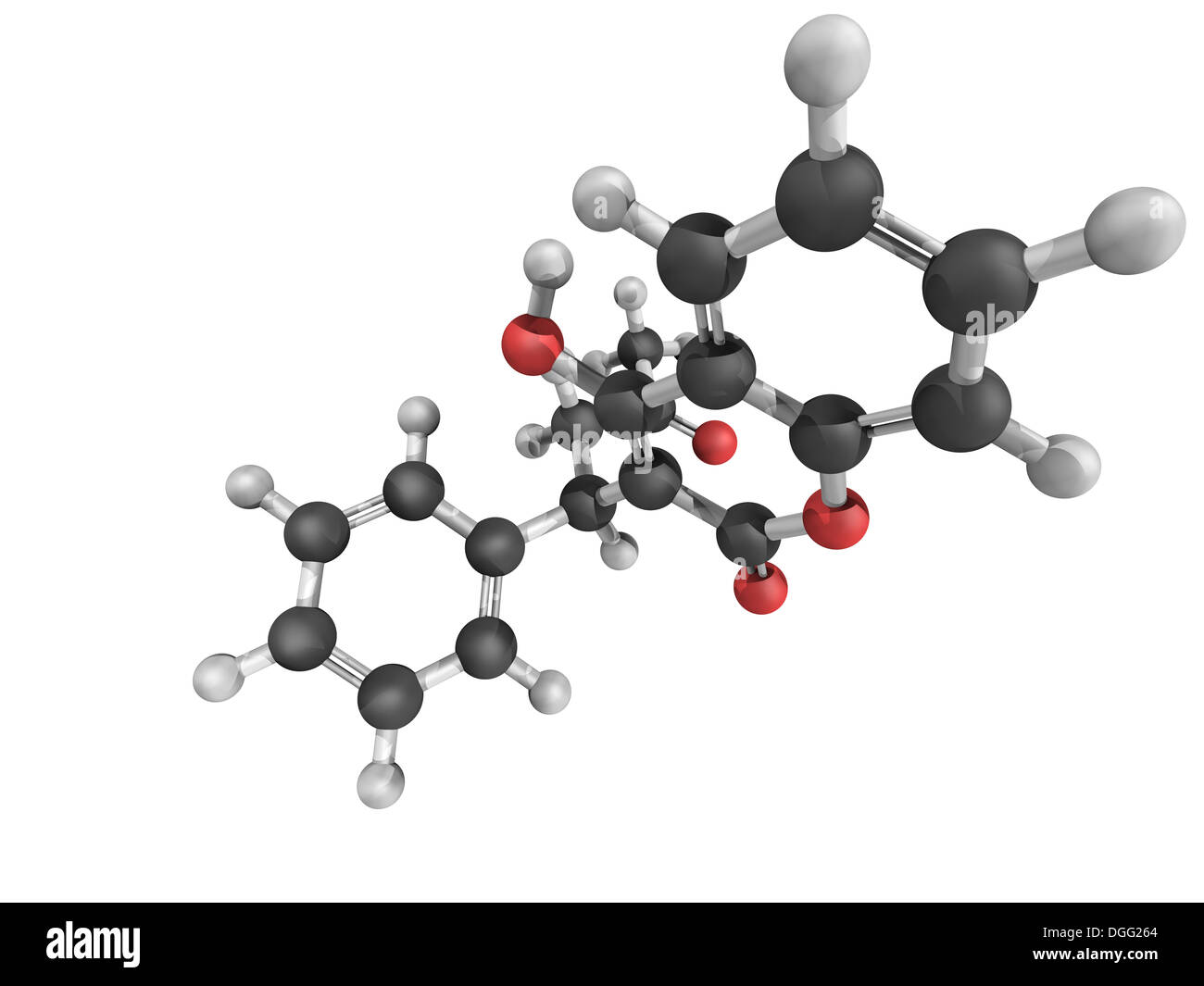 Struttura chimica di warfarin, un farmaci anticoagulanti. Utilizzato nella trombosi e tromboembolia prevenzione Foto Stock