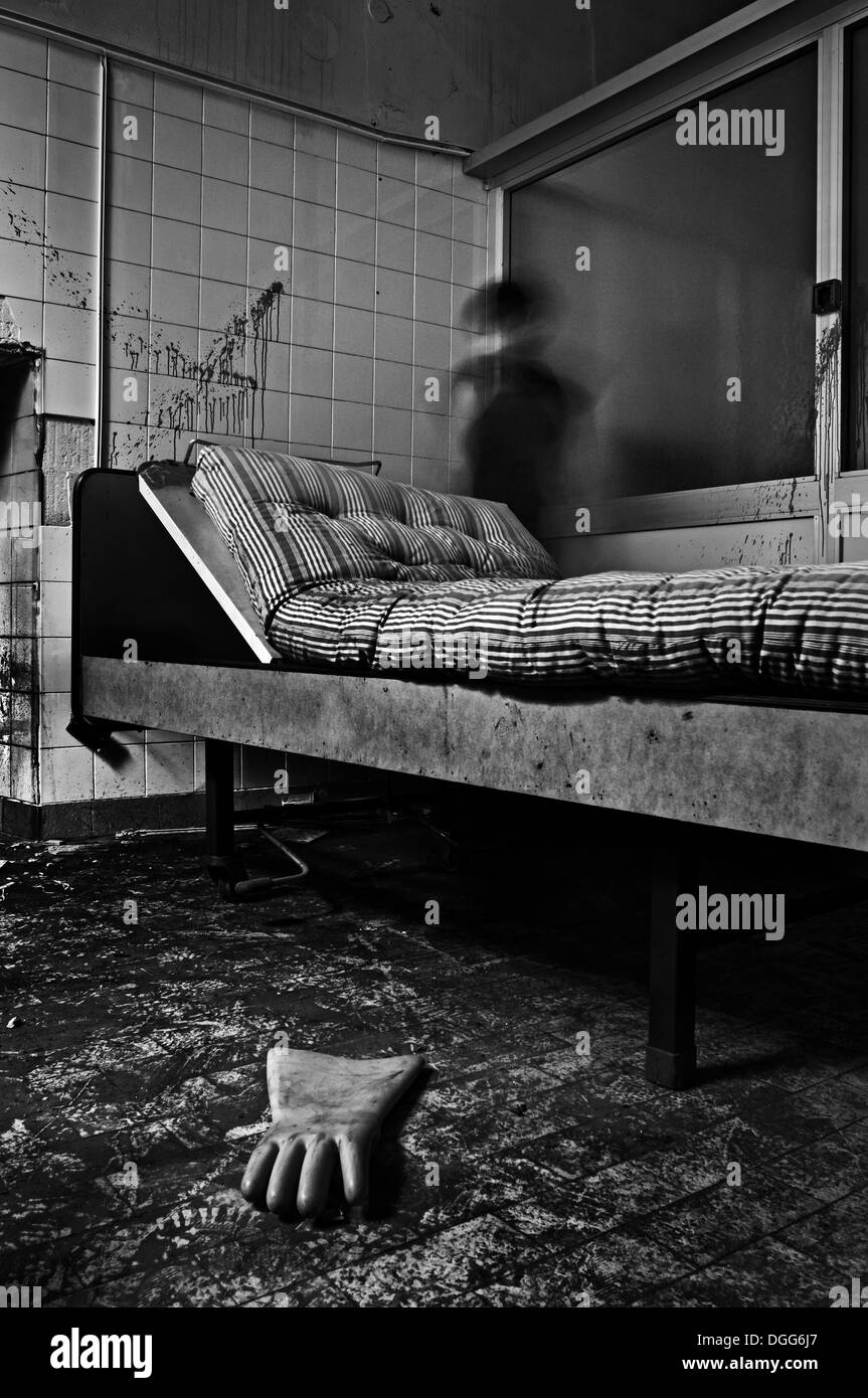 Abbandonato ospedale psichiatrico. Foto Stock