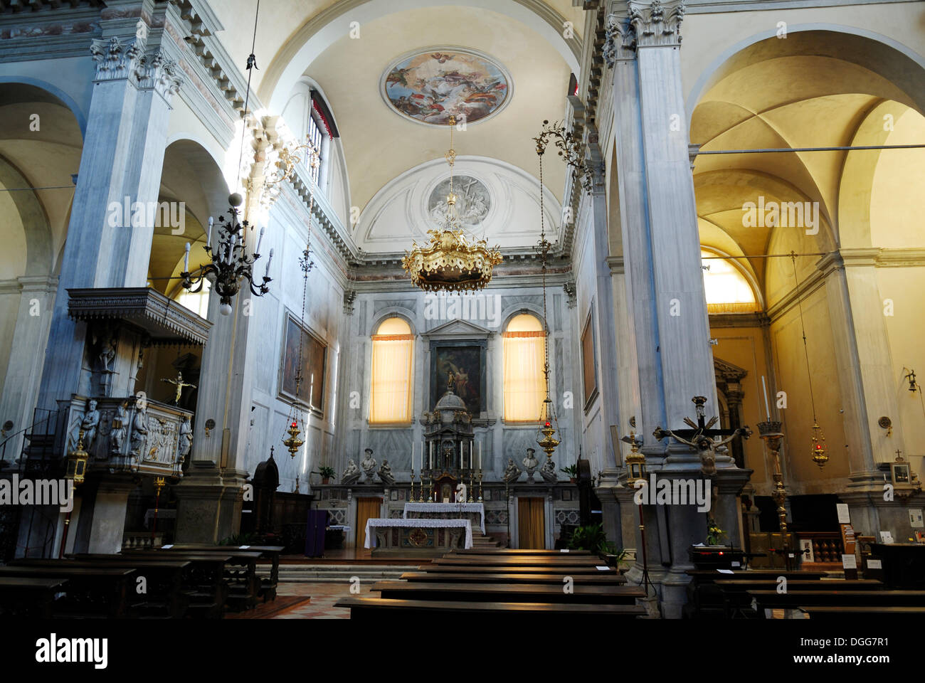 Angelo San Raffaele Chiesa, vista interna, Dorsoduro, Venezia, Veneto, Italia, Europa Foto Stock