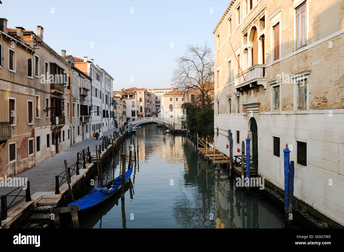 Case sul canale, il quartiere di Castello, Venezia, Venezia, Veneto, Italia, Europa Foto Stock