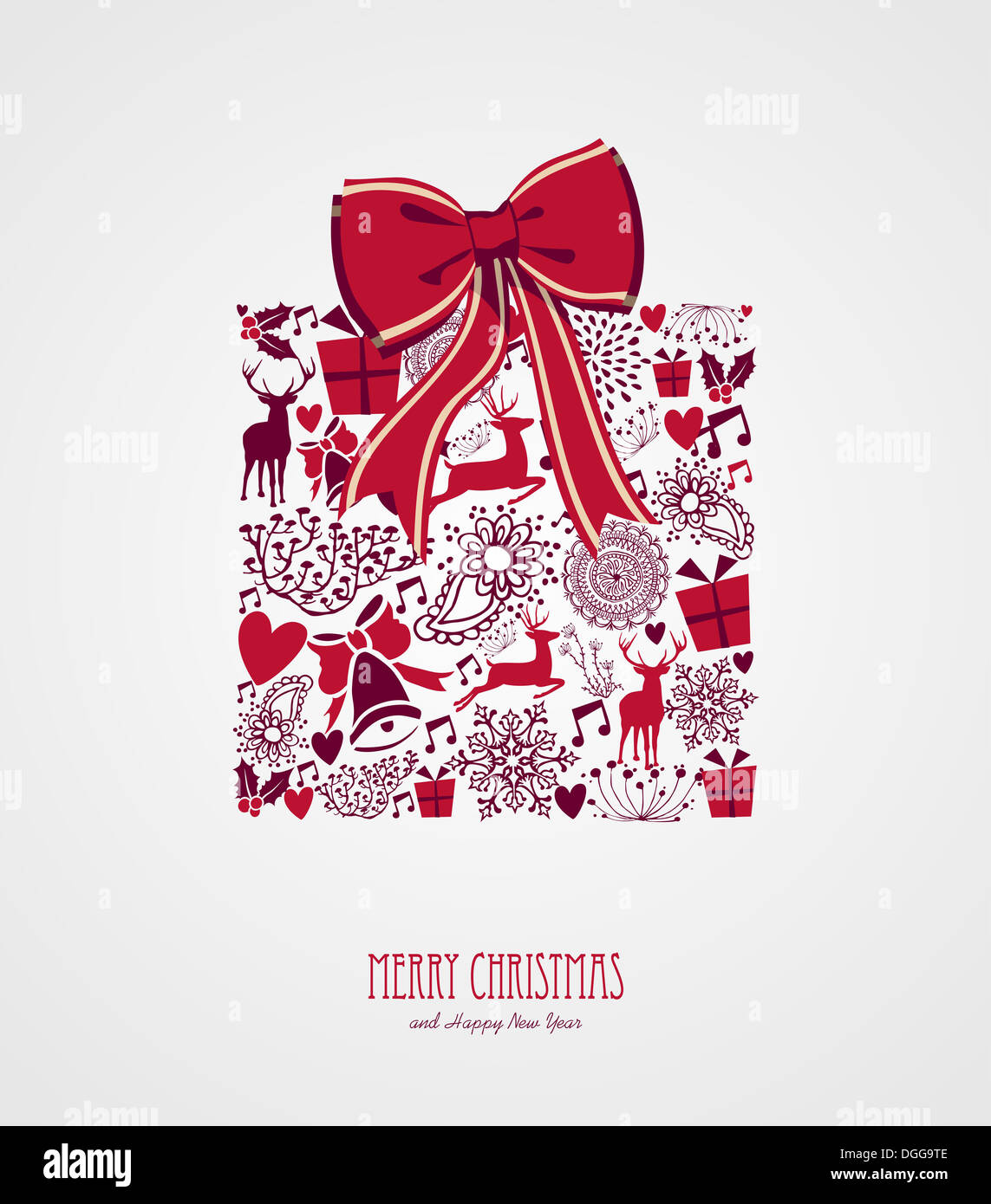 Buon Natale vintage elementi vacanze, nastro confezione regalo composizione di forma. File vettoriale organizzati in strati per operazioni di editing semplici. Foto Stock