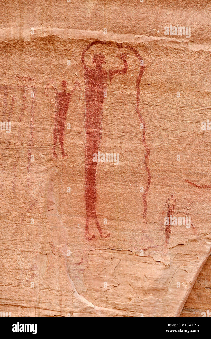 Nativo americana di arte rupestre, Buckhorn disegnare incisioni rupestri, San Rafael Swell, Utah, USA, America del Nord Foto Stock