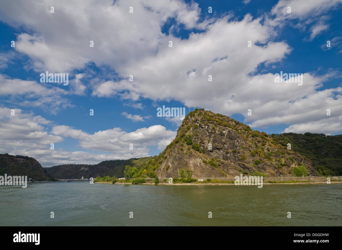 Loreley Rock sulla riva del Reno, vicino San Goarshausen, Renania-Palatinato Foto Stock