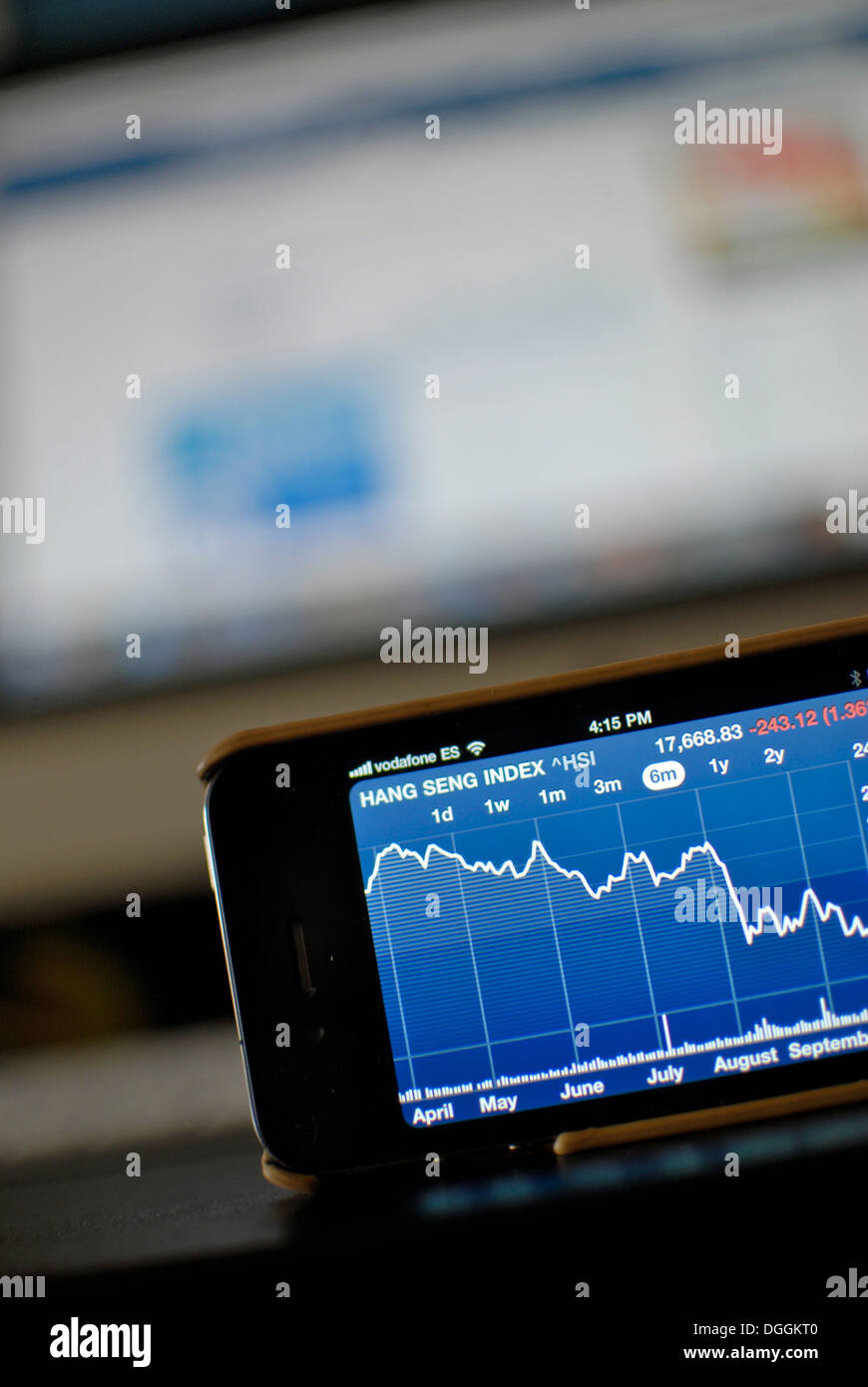 Borsa di lavoro dell'applicazione su iphone Foto Stock