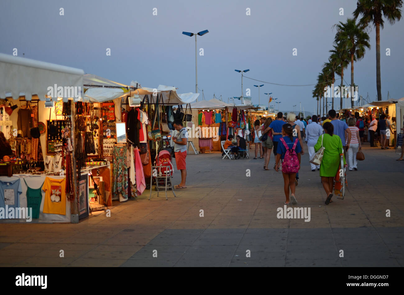 Mercato hippy di notte, Conil de la Frontera Foto Stock