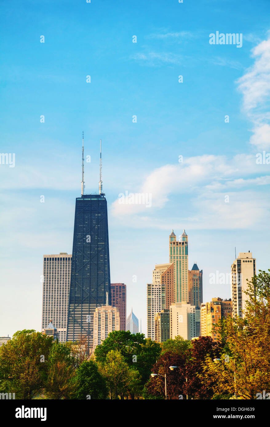 Downtown Chicago con John Hancock Center. Foto Stock