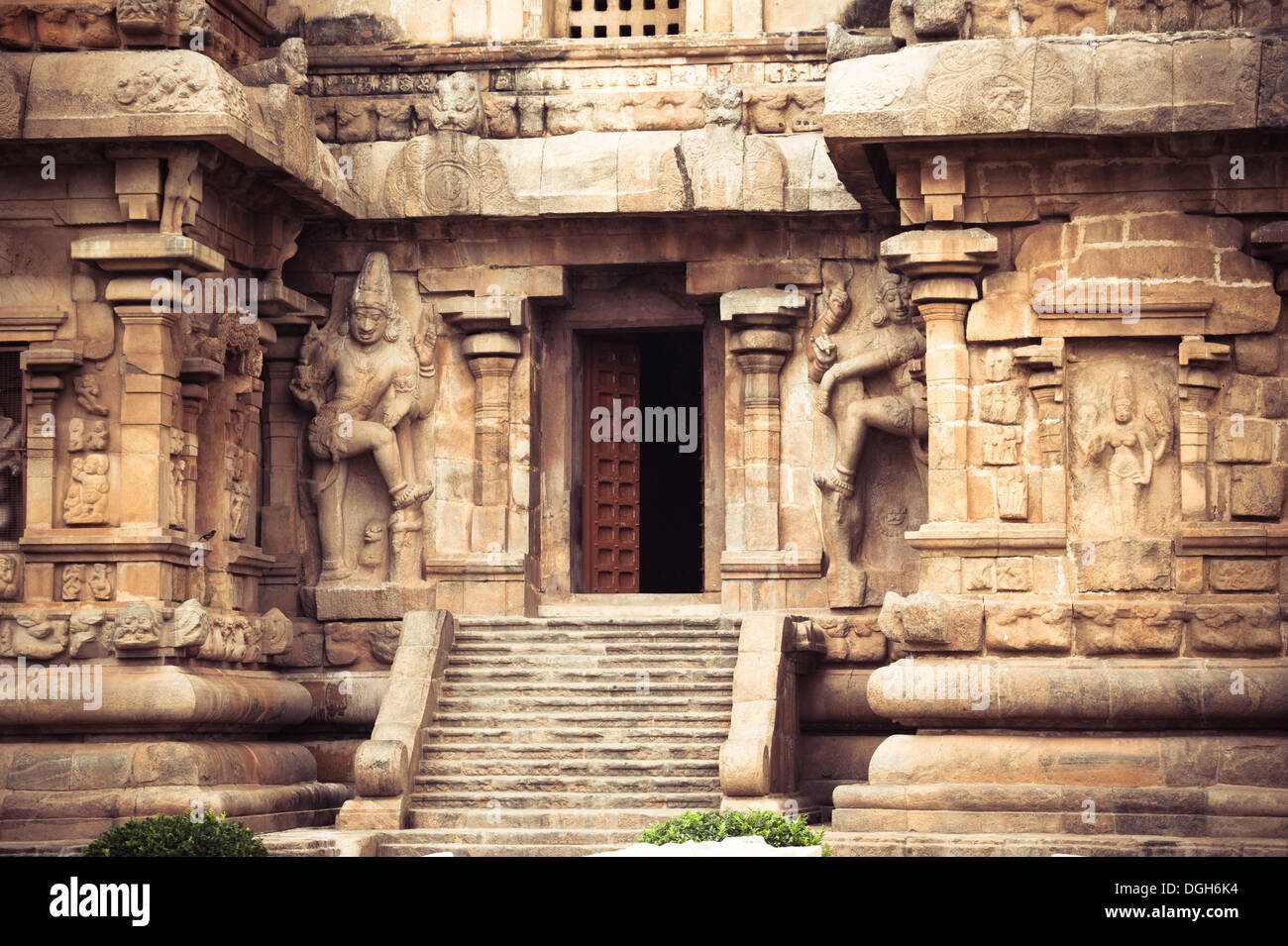 Ingresso centrale a Gangaikonda Cholapuram Tempio. Dedicato a Shiva. India del sud, Tamil Nadu, Thanjavur (Trichy) Foto Stock