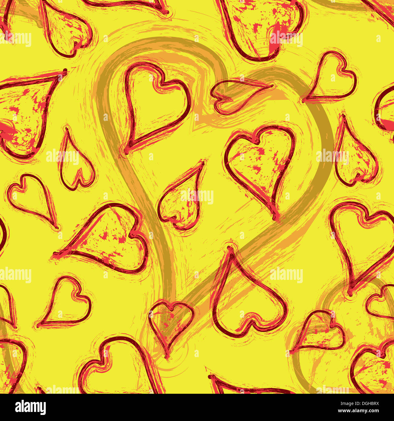 Sfondo senza giunture - Spazzola-verniciato cuori. Foto Stock