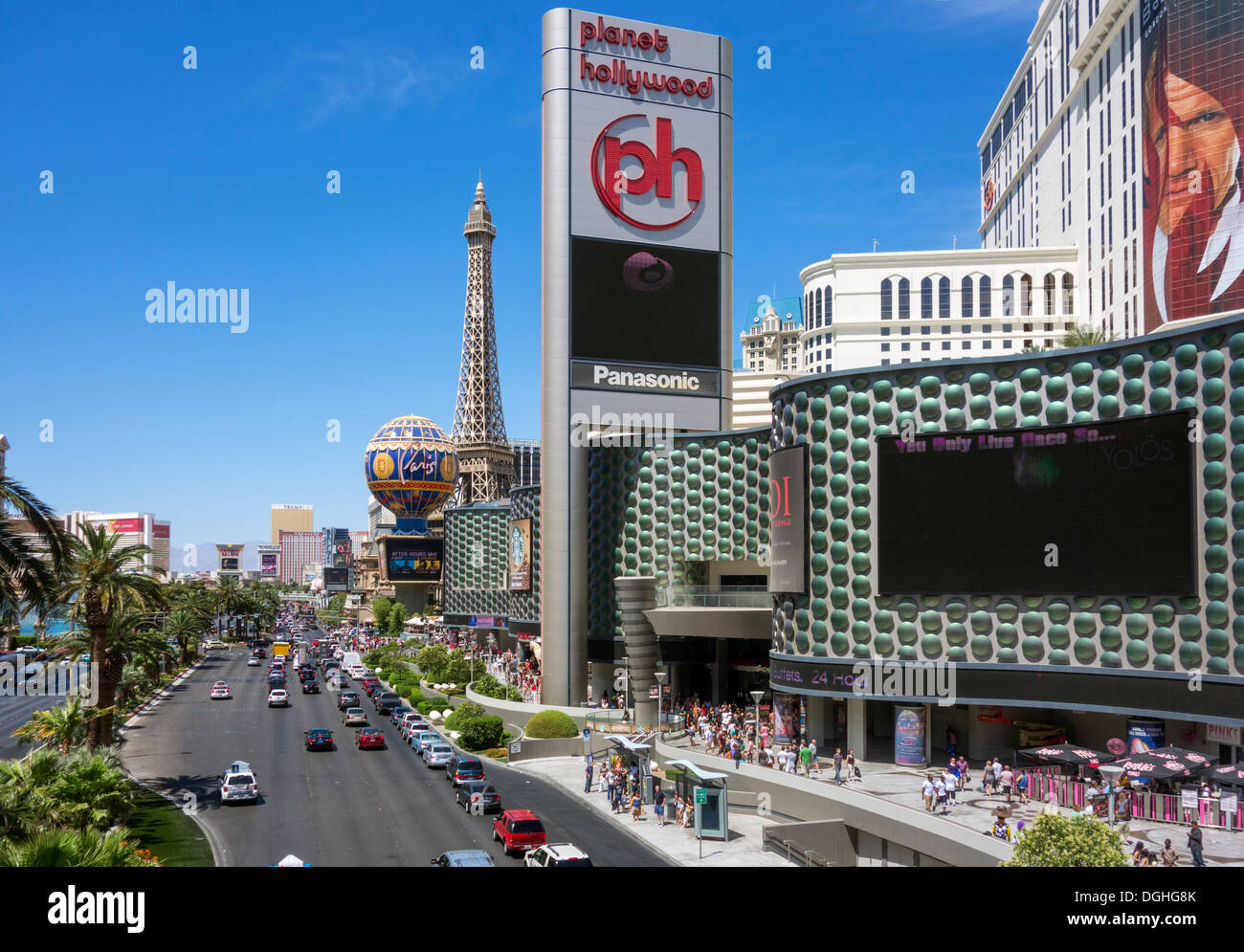 Las Vegas Boulevard South (striscia) guardando a nord di Las Vegas, Nevada, STATI UNITI D'AMERICA Foto Stock