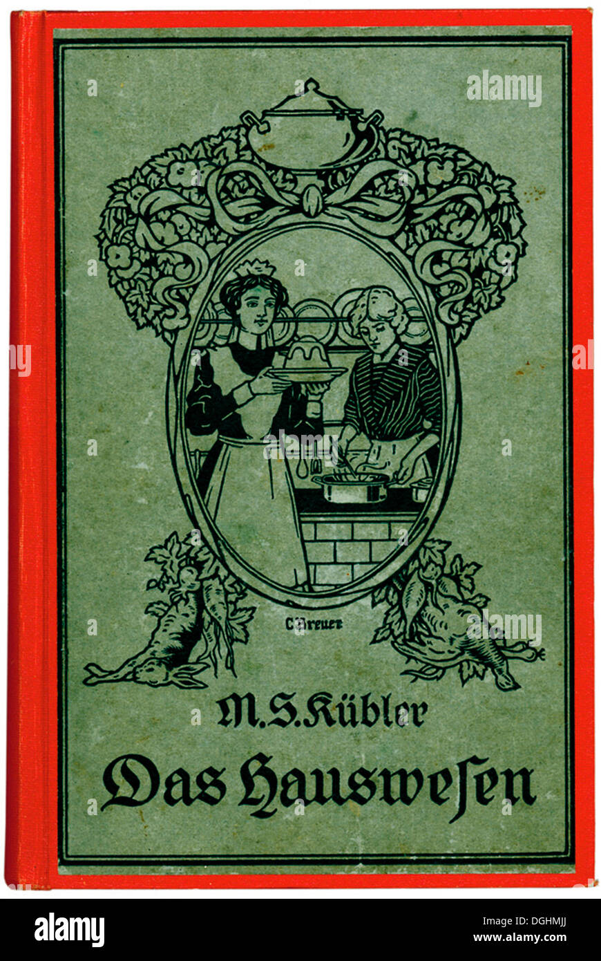 La cottura, storico illustrazione, Marie Susanne Kuebler, La Casa di Stoccarda, 1920, rilegatura Foto Stock
