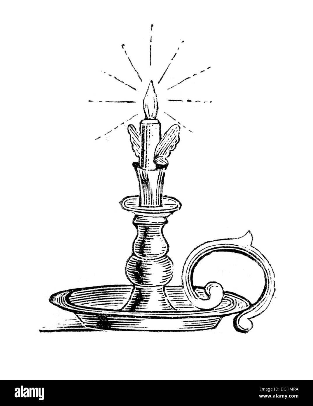 Porta candele con fiamma quencher, storico illustrazione da: Marie Adenfeller, Friedrich Werner, illustrato e cottura Foto Stock