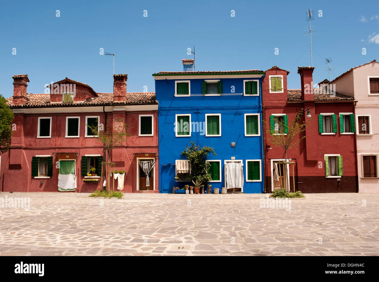Case colorate sulla isola di Burano, Venezia, Veneto, Italia, Europa Foto Stock