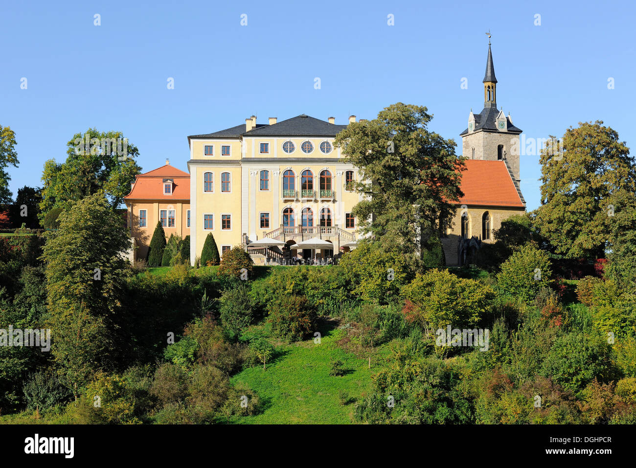 Ettersburg castello e parco, dichiarato patrimonio culturale mondiale dall'UNESCO, classica Weimar, bei Weimar, Turingia, Germania Foto Stock